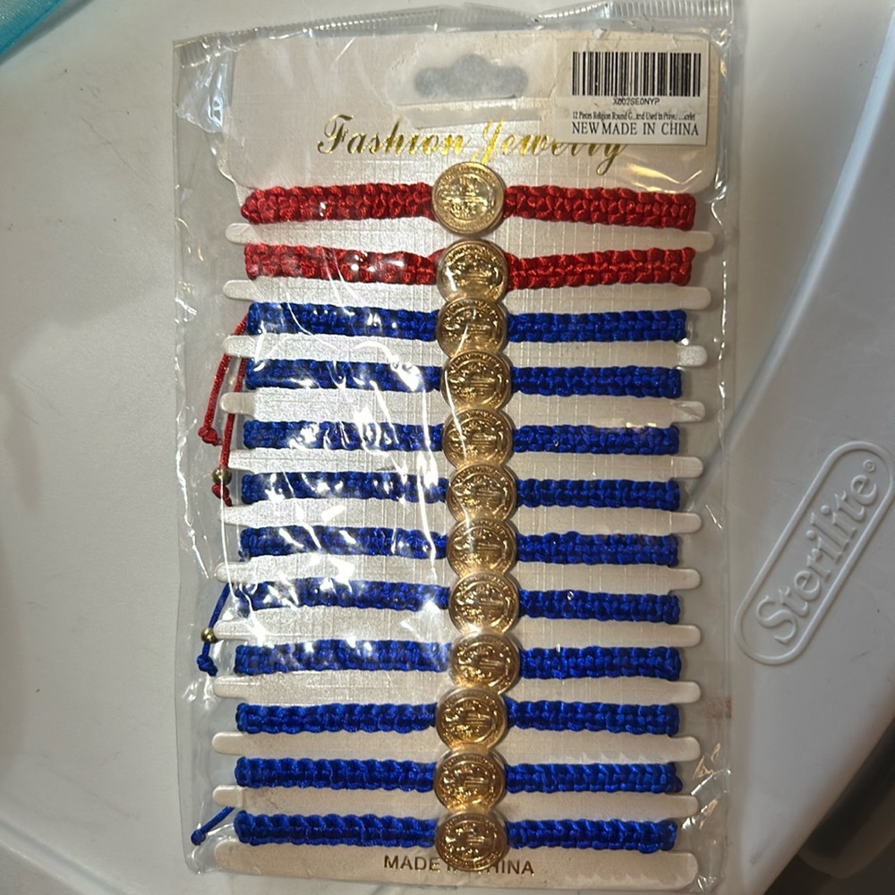 12 PCS Virgin Mary brclt Rosary Hand-md Red blue Knot Strg Men Or W Used in Pryr